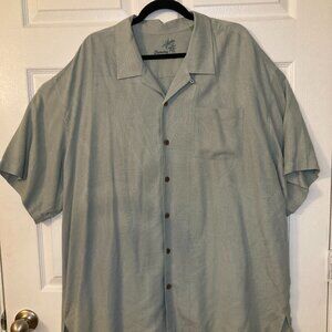 Tommy Bahama Men's Green 100% Silk Hawaiian Shirt - Chest Pocket - Size XXL